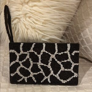Source Unknown Brown and Cream Beaded Wristlet